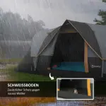 Campingtält Tunneltält för 5-6 Personer Ljusgrå av Polyester för Camping och Resor Vattentätt Familjetält 3000 mm