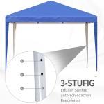 Lusthus Paviljong Pop-Up Partytält Blå av Polyester och Metall för Trädgård och Camping Vattenavvisande Tält med Väska 3 x 3 m