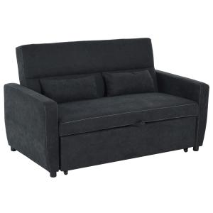 Bäddsoffa Hopfällbar 2-Sits med Sovfunktion Justerbar Vinkel Tygsoffa för Vardagsrum Svart 148 X 82 X 89 Cm