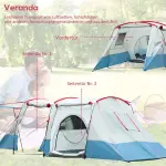 Campingtält Tunneltält för 8 Personer Blå av Polyester för Camping och Resor Familjetält med 3 Dörrar 2000 mm
