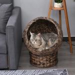 Kattkorg Kattgrotta Mörkbrun av Vattenhyacint för Vardagsrummet Mysig Sovplats för Katter Naturlig Design Bekväm och Dekorativ 50 x 42 x 60 cm