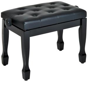 Höjdjusterbar Pianopall med Konstläderkudde, Keyboardpall för Klaviatur, 64 x 35 x 45–55 cm, Svart