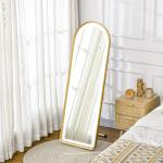 Helfigursspegel Väggspegel Guld av Glas och Aluminium för Garderob Dimbart LED Ljus med Touchknapp 47 x 146 cm
