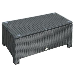 Sidobord i Konstrotting för Utomhusbruk, Väderbeständigt Soffbord för Balkong och Terrass, Praktisk Förvaring, Svart, 85 x 50 x 39 cm
