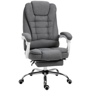 Kontorsstol Skrivbordsstol Grå av Tyg och Metall för Hemmakontoret Ergonomisk med Fällbart Fotstöd Höj och Sänkbar Bekväm