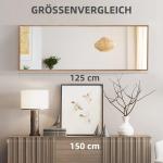 Väggspegel Helspegel Natur av Trä och Glas för Garderob Hall och Sovrum Dekorativ Inredningsdetalj Rektangulär 125 x 45 cm