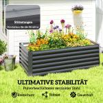 Odlingslåda Metall Mörkgrå Stål för Trädgård och Uteplats Planteringslåda med Öppen Botten Robust och Väderbeständig 180x90x57,5 cm