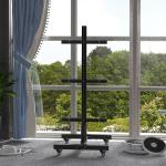 Viktplattstativ Viktstativ Svart av Stål för Gym och Hemmaträning med Hjul och 6 Stänger 50 mm Tallrikshållare Lastkapacitet upp till 200 kg