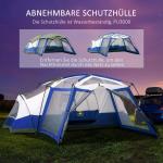 Stort Familjetält för 6-8 Personer, Rymligt Campingtält med Förtält och Fönster, Vattentät Design för Utomhusäventyr, Blå, 518 x 487 x 237 cm