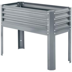 Upphöjd Bädd Planteringslåda Grå av Stål för Trädgård och Balkong Odlingslåda för Örter och Grönsaker 100 x 45 x 80 cm