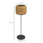 Solträdgårdslampa i Rattanstil, Automatisk Tändning, LED, Väderbeständig, Metallram, Svart/Gul, Ø34 x 130 cm