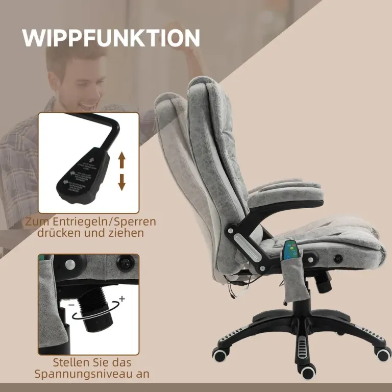 Kontorsstol Massagestol Grå av Tyg 68 x 72 x 110-120 cm