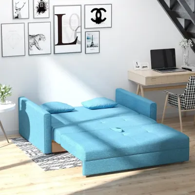 Bäddsoffa 2-i-1 Soffa Svart av Polyester 65 x 77 x 80 cm