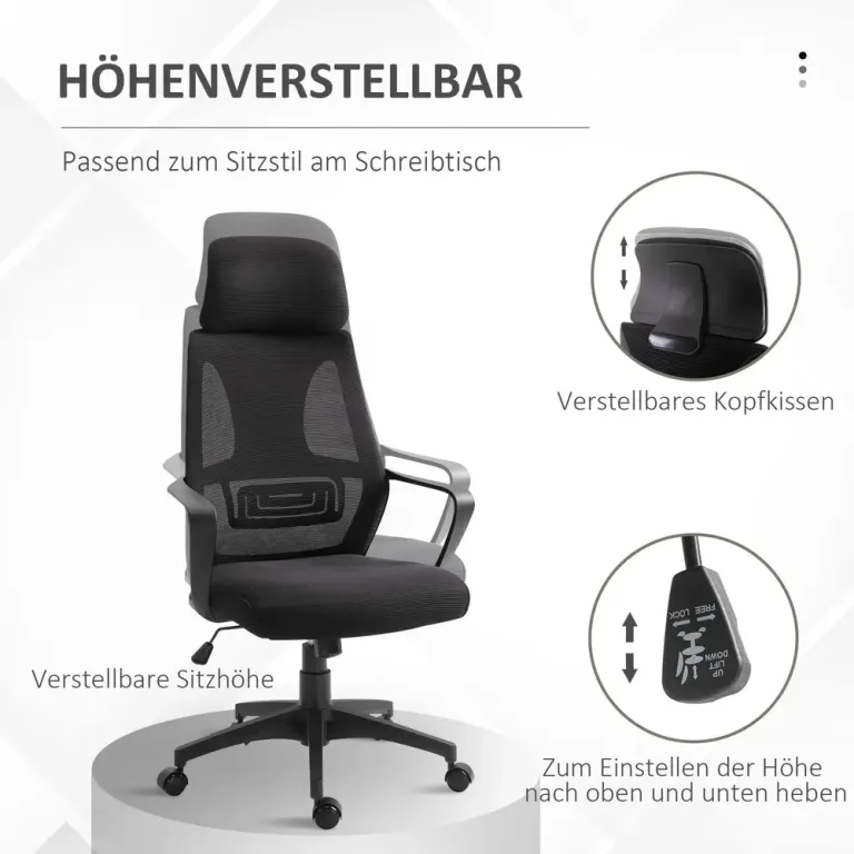 Kontorsstol med Gungfunktion Höjdjusterbar Nackstöd