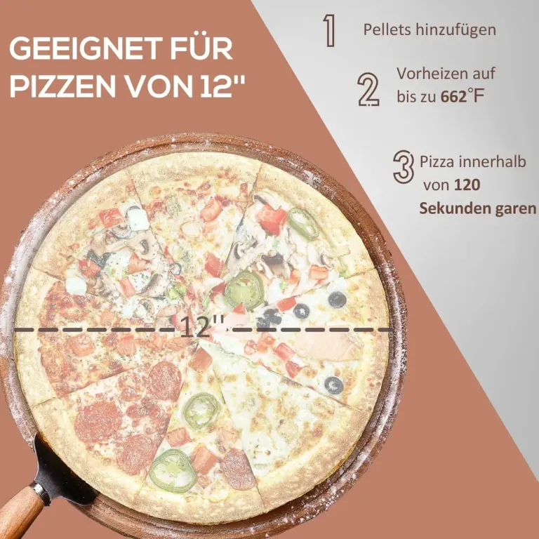 Pizzaugn Utomhusugn Svart av Stål för Utomhusgrill 2-i-1