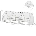 Växthus Stabil Vit Stål för Balkong och Trädgård med Tre Rullfönster och Gitterfolie för Optimal Odling av Växter och Blommor 270x90x90cm