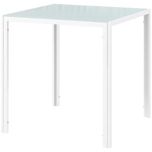 Matbord Köksbord Vit av Härdat Glas och Metall för Kök och Matsal Fyrkantigt Bord för 4 Personer 75 x 75 x 75 cm