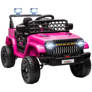 Elbil för Barn med 2.4 GHz Fjärrkontroll och 2 Motorer samt Tuta och LED Musik Hållbar och Säker Rosa Plast 12V 3-8 År för Lek