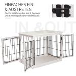 Hundkoja Hundhus Transportlåda Liten Djurbur Inomhusbruk MDF och Metall Vit 81 X 58,5 X 66 Cm