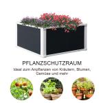 Upphöjd Odlingslåda i Plast, Planteringsbänk med Dränering, Ergonomisk Odling för Örter och Grönsaker, Grå, 60 x 60 x 30 cm