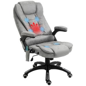 Kontorsstol Massagestol Grå av Tyg och Metall för Kontor Ergonomisk och Höjdjusterbar med Värmefunktion 68 x 72 x 110-120 cm