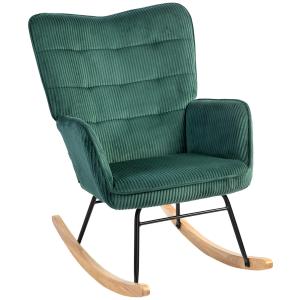 Gungstol Relaxstol Mörkgrön av Manchesterlook och Trä för Sovrum Bekväm Fåtölj med Medar