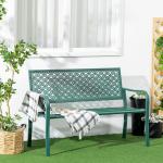 Trädgårdsbänk i Metall, Robust Parkbänk med Ryggstöd, Väderbeständig Sittplats för Trädgård, Mörkgrön, 127 x 63 x 83 cm, 280 kg