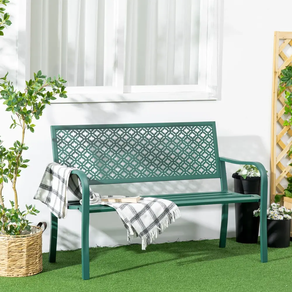 Trädgårdsbänk i Metall Parkbänk 127 x 63 x 83 Cm
