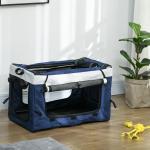 Hundbuggy upp till 10 kg, Vikbara Justerbare Bärremmar, Avtagbar Korg, Svart + Blå + Vit, 81 x 58 x 97,5 cm