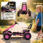 Trampbil Go-kart Rosa Metall och Plast för Barn 3-8 År Trampfordon med Justerbar Sits och Handbroms Säker och Rolig Lek