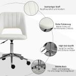 Kompakt Snurrstol i Beige Tyg, Höj- och Sänkbar Skrivbordsstol för Hemmakontor, Modern Design Utan Armstöd, Beige