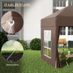 Hopfällbar Paviljong Trädgårdstält Vit av Oxford Tyg och Stål för Trädgård med 4 Sidoväggar och Fönster UV-skydd 2 x 2 m