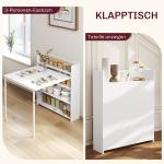 Matbord Hopfällbart med 4 Hyllplan för Små Kök och Matsalar Ergonomisk och Stabil Vit MDF med Anti-kipp Funktion