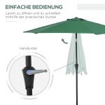 Fällbart Parasoll Trädgårdsparaply Marknadsparaply med Handvev Aluminium och Polyester 180 G/M² Mörkgrön Ø2,6 X 2,35 M