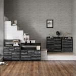 Kommod och Sideboard med 4 Tyglådor i Industriell Design för Sovrum Hållbar och Stabil Svart Stål och MDF 60 x 29 x 85 cm