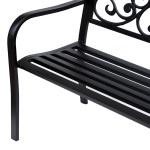 Trädgårdsbänk i Gjutjärn och Stål, Klassisk Parkbänk för 3 Personer, Robust Utemöbel för Trädgård och Terrass, Svart, 127 x 60 x 89 cm