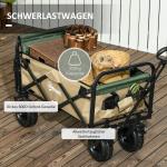 Handkärra Lastvagn Khaki av Oxford Material och Stål för Strand och Trädgård Hopfällbar Vagn med Handtag 100 kg