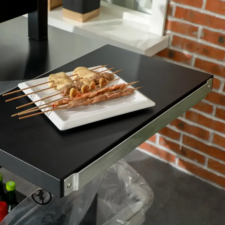 Grillvagn Grillbord Svart av Rostfritt Stål och Metall