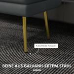 Klädd Bänk Sängbänk Grå av Tyg med Sammetslook och Stål för Vardagsrum och Sovrum Förvaringsutrymme 79,5 x 37,5 x 43 cm