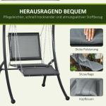 Hammock med Soltak och Dynor, Bekväm Trädgårdsgunga i Metall, Avkopplande Hängsoffa för Uteplatsen, Mörkgrå