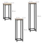 Blomställ i Metall 3-Pack, Dekorativa Växtställ för Krukor, Eleganta Blompallar för Inomhus och Utomhus, Svart/Natur