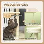 Skrapstolpe Kattträd Beige av Sisal och Plysch för 1-2 Katter med 2 Liggplatser och Korg Lekboll Klättertorn 124 cm