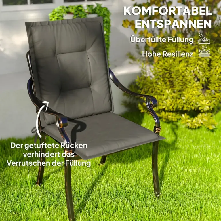 Stolsdynor 4-Pack med Knytband 108 X 50 cm, Ljusgrå