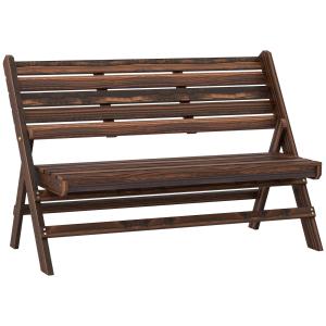Trädgårdsbänk för 2 Personer med Hopfällbar Design och Rustik Yta Hållbar och Stabil Natur Trä 122 x 63 x 83 cm