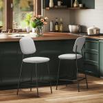 Barstolar 2-pack med Fotstöd och Sammetsöverdrag för Matsal och Bar Ergonomisk och Modern Ljusgrå Stål och Tyg 45 x 49 x 102 cm