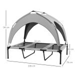 Hundsäng Husdjurssäng Ljusgrå av Oxford Tyg för Stora Hundar Förhöjd Utomhussäng med Kapell 106 x 76 x 94 cm