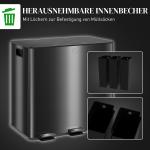 Papperskorg med 3 x 20 L Fack, Deodorantlock, Fingeravtryckssäker, Mjukstängd, Svart