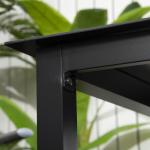 Trädgårdsbord Uteplatsbord Svart av Aluminium och Härdat Glas för Trädgård och Balkong Fyrkantigt Bord för 4 Personer 80 x 80 x 74 cm