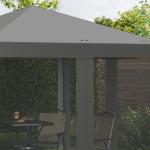 Fällbart Paviljong Lusthus Ljusgrå Svart av Oxford Tyg och Metall för Trädgård och Evenemang med Sidoväggar och Bärväska Skyddande 3 x 3 m