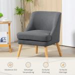 Fåtölj Relaxstol Mörkgrå av Linnelook och Trä för Vardagsrum Klädd Stol med Armstöd Bekväm Design